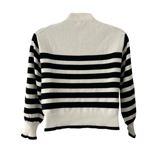 J. Crew Factory Women's Quarter Zip Pearl Zipper Striped Sweater L Large New - Picture 7 of 9